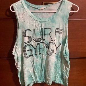 Pacsun teal tie-dye tank top